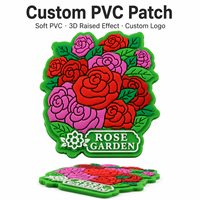 Patch en caoutchouc PVC 3D personnalisé motif rose, design floral de jardin, badge souple avec logo en relief pour sacs, vêtements, chapeaux et accessoires de mode