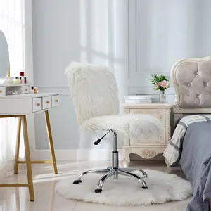 Vendita all'ingrosso carino bianco sedia da scrivania-Sedie di rotolamento ergonomiche soffici dell'ufficio di trasporto libero sedia sveglia dello scrittorio di trucco di vanità di accento con le ruote