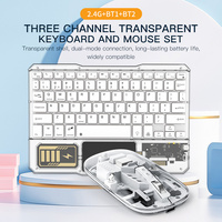 Harga Pabrik Set Keyboard dan Mouse Mini Nirkabel Transparan Baru dengan Sakelar Gunting RGB Backlit untuk Kantor, Dukungan Layanan OEM