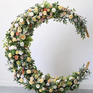 Arche de fleurs artificielles violettes, décoration demi-lune en soie, arche de mariage, toile de fond de fleurs fraîches, décoration de mariage - Product Image 4