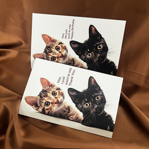 Carte de remerciement d'anniversaire personnalisée avec joli chat pliée avec logo personnalisé avec enveloppe - Product Image 4