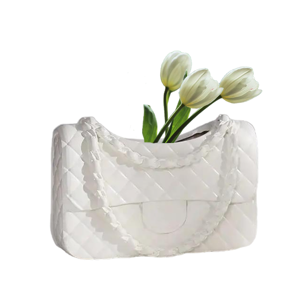 Custom Handtas Hars Bloempot Merk Handtas Bloemenvaas Vorm Vaas Zwart Roze Witte Vaas Home Decor