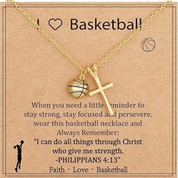 Nouveau Collier Pendentif Croix Multisports Tendance N81 en Laiton Plaqué Or 18K, Bijou Inspirant de la Foi aux Philippiens pour le Jour de Match