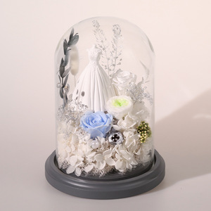 Cadeau de la Saint-Valentin, robe de mariée, fleur artificielle, rose sous cloche en verre, cadeau créatif pour petite amie, anniversaire - Product Image 6