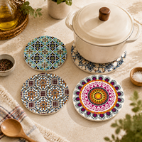 Sous-plat en céramique personnalisé Ø20cm, écologique, antidérapant, résistant à la chaleur, style bohème, pour cuisine, impression UV, OEM