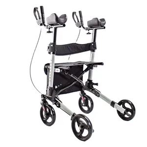 Rehabilitation Therapy Training Equipment Upright Walker for Adult Stand Up Supporting Rollator Walker