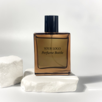Boîte de parfum en verre brun rectangulaire de luxe élégant de 50ml avec emballage carré unique d'huile essentielle Bouteilles de parfum en verre élégantes
