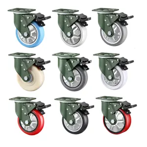 Castors Caster 4 "5" 6 "8" Pu Nylon Rubber Iron Core Swivel Castors Heavy Duty Industries Steel Caster Wheels For Installations