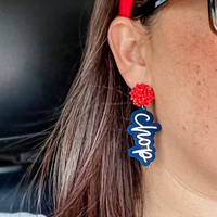 Custom Team Script Spirit Pendientes Cheer Seed Bead Poms Studs Pendiente Escuela Deportes Juego Día Pendientes