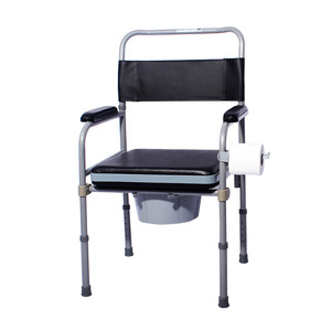 Commode Chair <b>Folding</b> Toilet <b>Stool</b> With Bedpan For Elderly And Pregnant Women High Carbon Steel Construction - Product Image 1