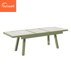 Ensemble de mobilier d'extérieur en aluminium vert <span class=keywords><strong>avec</strong></span> revêtement en poudre, <span class=keywords><strong>table</strong></span> de salon extensible, <span class=keywords><strong>table</strong></span> à manger en pierre frittée <span class=keywords><strong>sur</strong></span> le plateau - Product Image 5