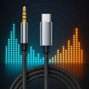 Câble auxiliaire <span class=keywords><strong>USB</strong></span> C Type C TRRS <span class=keywords><strong>Adaptateur</strong></span> <span class=keywords><strong>jack</strong></span> 3.5mm 3-4 pôles Câble auxiliaire audio <span class=keywords><strong>USB</strong></span> C <span class=keywords><strong>vers</strong></span> 3.5mm Cordon stéréo de voiture Cordon <span class=keywords><strong>casque</strong></span> auxiliaire - Product Image 1