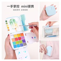 Nouvelle mini boîte carrée portable, ensemble de peinture à l'aquarelle solide de voyage avec papier, 12 couleurs, palette de peinture portable