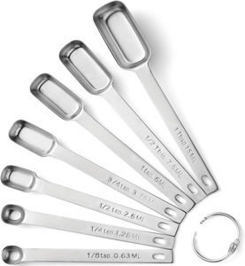 Juego de Cucharas Medidoras Reutilizables de Acero Inoxidable, Ecológicas, Libres de BPA, 6 Cucharas Rectangulares, Cucharas de Té, Cucharas de Sopa, Mango Largo, Diseño Clásico - Product Image 1