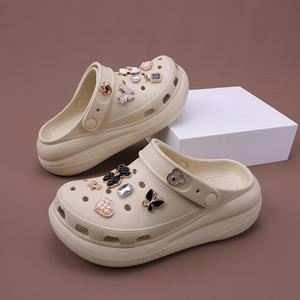 Sabots à strass pour femmes, semelle épaisse, plateforme, sandales d'été pour la plage, kaki, noir, blanc, pour toutes les saisons, à porter en extérieur - Product Image 1