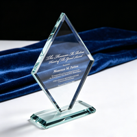 Plaque de récompense en verre de jade transparent Icepeak Shape, trophée en cristal clair pour employés, championnat mensuel, remise de diplôme scolaire