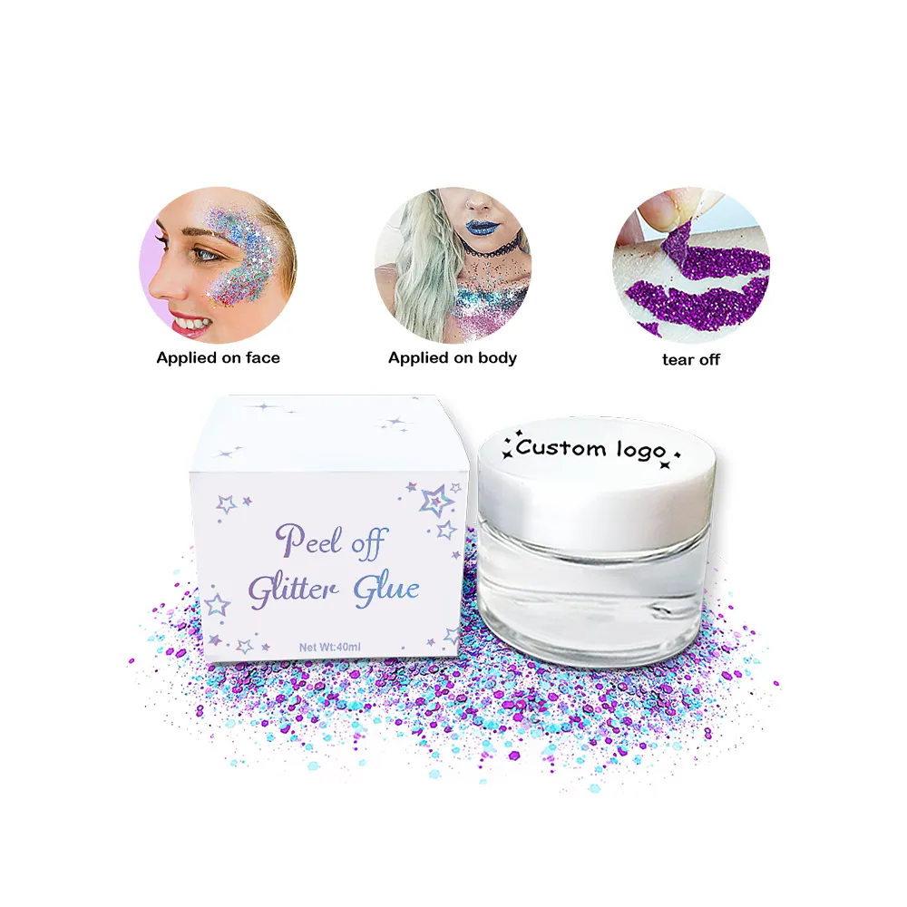 Shinein Body Tattoo Glue Glitter Adhesive Primer Glitter Fix Gel Transparent Easy Peel off Glitter Glue for Makeup
