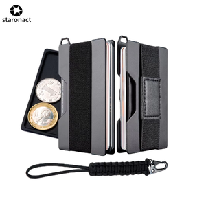 Minimalista RFID Anti-Roubo ID <span class=keywords><strong>Card</strong></span> Holder Business <span class=keywords><strong>Mens</strong></span> Coin Storage <span class=keywords><strong>Wallet</strong></span> com Carabiner Umbrella Rope Alumínio Acessório - Product Image 1