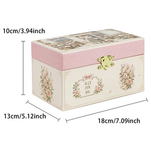 Boîte à musique vintage florale avec chat, miroir étoilé, figurine rotative et serrure, cadeau d'anniversaire Kawaii pour filles et enfants - Product Image 3