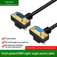 Cable de Extensión en Ángulo para Puerto Serie RS232 DB9, Conector de 9 Pines Macho-Hembra, Chapado en Níquel y Oro