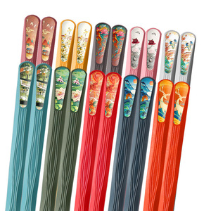 Chinese Trend 10 Colors Alloy Chopsticks Round Antibacterial Family Use - Product Image 5