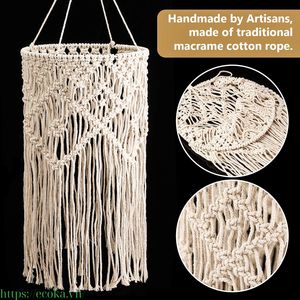 Pantalla de Lámpara de Macramé Tejida a Mano, Estilo Nórdico Bohemio, 100% Algodón Transpirable, Accesorios para Lámparas Colgantes, Precio Económico, de Vietnam - Product Image 4
