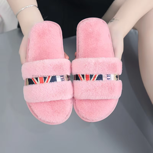 Wholesale <b>Indoor</b> Outdoor Open Toe Ladies Designer Slippers Plush Faux Fur Ladies Slippers Hard Wearing Soft Luxury Ladies <b>Slides</b> - Product Image 3