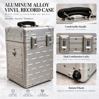 Boîte de rangement et de présentation pour disques vinyles DJ, en aluminium argenté, professionnelle, durable, luxueuse, classique, simple, pour collection d'albums