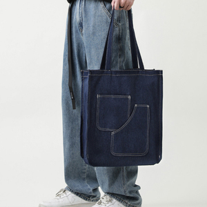Borsa Tote Grande Capacità Vintage Retrò in Denim Blu Lavato Borsa a Tracolla in Tela per <span class=keywords><strong>Uomo</strong></span> e Donna Borse per la Spesa - Product Image 2