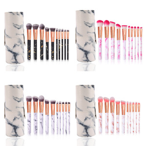 Ensemble de pinceaux de maquillage professionnels HMU, pierre précieuse naturelle, <span class=keywords><strong>Kabuki</strong></span>, <span class=keywords><strong>pas</strong></span> <span class=keywords><strong>cher</strong></span>, 10 pièces, manche en marbre, pinceaux de maquillage avec étui - Product Image 3