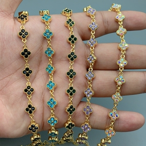 Braccialetto Quadrifoglio all'Ingrosso per Donne, Bracciale con Charm in Cristallo e Strass - Product Image 1