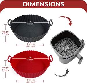 Panier en silicone réutilisable <span class=keywords><strong>de</strong></span> qualité alimentaire pour friteuse à air, antiadhésif et résistant à la chaleur, accessoire pour friteuse à air - Product Image 1