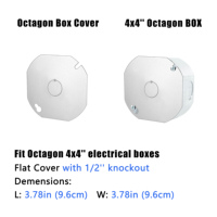 Couvercle de boîte électrique en métal durable, couvercle de boîte de jonction enduit GI pour boîte électrique octogonale 4x4, plat avec 1/2 "Knockout