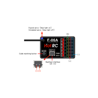 Récepteur RC HotRC F-06A 6CH 2.4GHz FHSS, récepteur de protocole ABS pour voitures RC, bateaux rapides, remorqueurs, buggy, accessoires de modèles RC