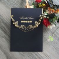 Carte d'invitation classique en acrylique, carton de mariage, enveloppe d'extérieur en velours, impression sur une couleur, noir bronze, pièces