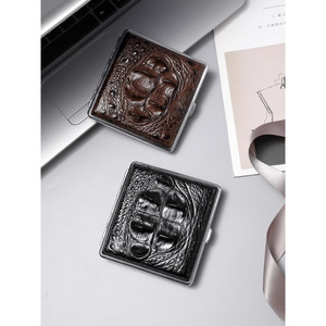 EA552 Custom Luxury 20 Piece Cigarette Cases Cocodrilo Leather Cigar Case Pocket Smoke Travel Humidor Portable Zigarettenetui - Product Image 3