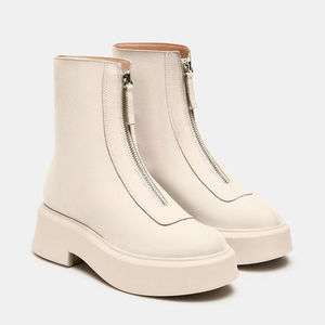 Hot Logo personnalisé de luxe Designer fermeture éclair latérale bout rond bottine plate-forme en <span class=keywords><strong>daim</strong></span> noir semelle épaisse femmes Chelsea <span class=keywords><strong>bottes</strong></span> pour dame - Product Image 1