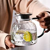 Carafe à eau en verre borosilicate de haute qualité 1,8 L, design en treillis prismatique, placage or, pot à eau froide, pichet à boisson pour la maison