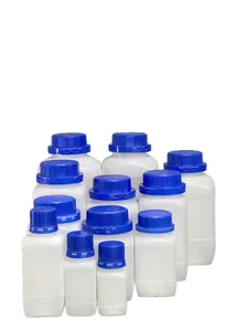 Botol reagen hdpe ukuran kustom botol persegi plastik reagen kimia laboratorium dengan mulut lebar