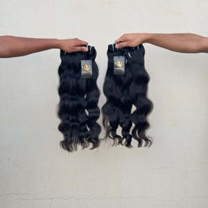 Paquete de cabello humano natural crudo indio Temple, Bodywae Raw Cutícula alineada Tape Ins Virgin Hair Weave Bundles - Product Image 2