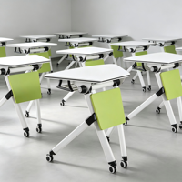 Table de formation pliable universelle avec roulettes, empilable, mobile et modulaire pour salles de conférence et de formation