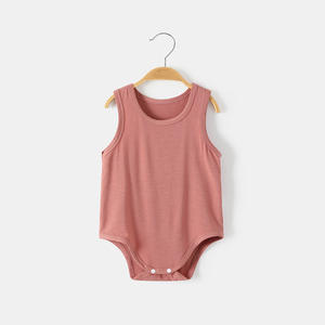 All'ingrosso tuta Modal bebè senza maniche in tinta unita bebè <span class=keywords><strong>canottiera</strong></span> bebè tutine estive per Newbron - Product Image 6