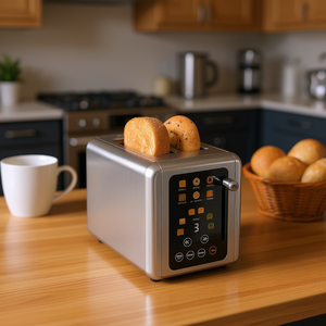 Tostadora de Grado Alimenticio para 2 Rebanadas, SUS304, Temporizador Digital, 6 Niveles de Tostado, Ranura Ancha, Fácil de Limpiar, Bandeja Extraíble - Product Image 2