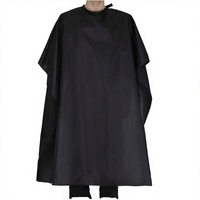 Cape de coiffure en polyester résistante à l'eau, noire, pour salon, soins personnels et nettoyage domestique, capes de barbier