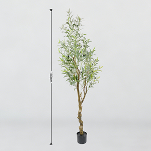 リアルな人工オリーブの木、高さ180cm、フェイク鉢植え、プラスチック製常緑植物、屋内屋外兼用、家庭やオフィスの装飾に - Product Image 1