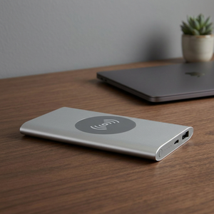 Power Bank Wireless Senza Marca da 4000 mAh con USB-C, in Alluminio Riciclato, Ecologico, Modello Promozionale 'Juice' 124384-2 - Product Image 3