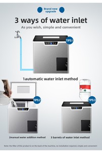 Máquina de Hielo Eléctrica Dos en Uno para Uso Doméstico y Comercial en Hoteles, con Capacidad para Bloques de Hielo de 20 kg, Compresor Emerson - Product Image 3
