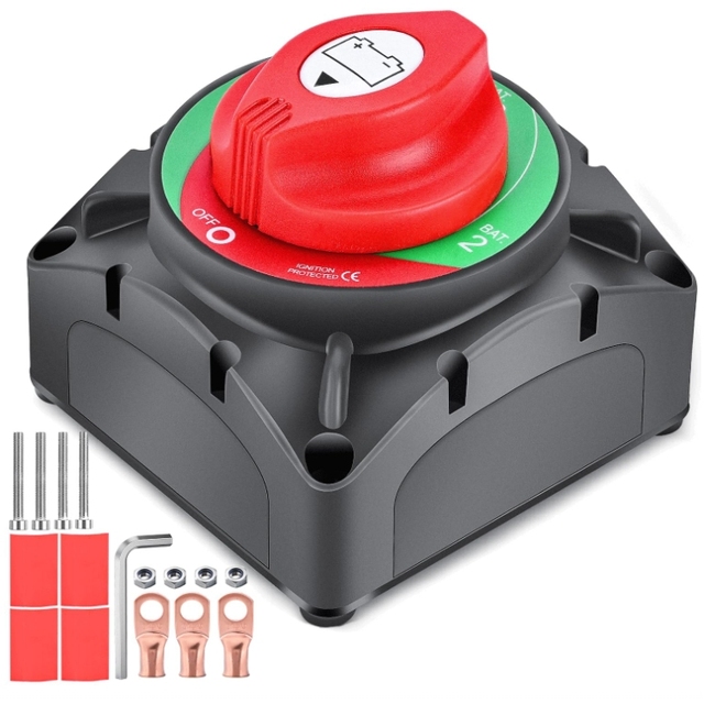 12V-48V 600A RV Power Cut-off Rotary Switch Battery Disconnect 1-2-Both-Off Selector Switches