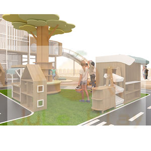 Parque de juegos de madera natural, juego de rol de piscina de bolas, juego suave, tienda de juegos para interiores, tobogán de acero inoxidable - Product Image 3