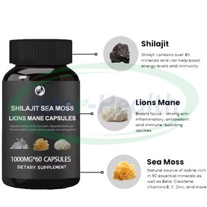 Ausreson Shilajit , Sea Moss Lions Mane Mushroom Cápsulas 3 en 1 Suplemento de hierbas Shilajit Lions Mane Sea Moss Cápsulas - Product Image 3